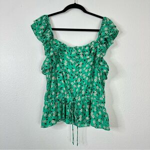 Cabi Festival tank floral peplum chiffon blouse business casual spring summer